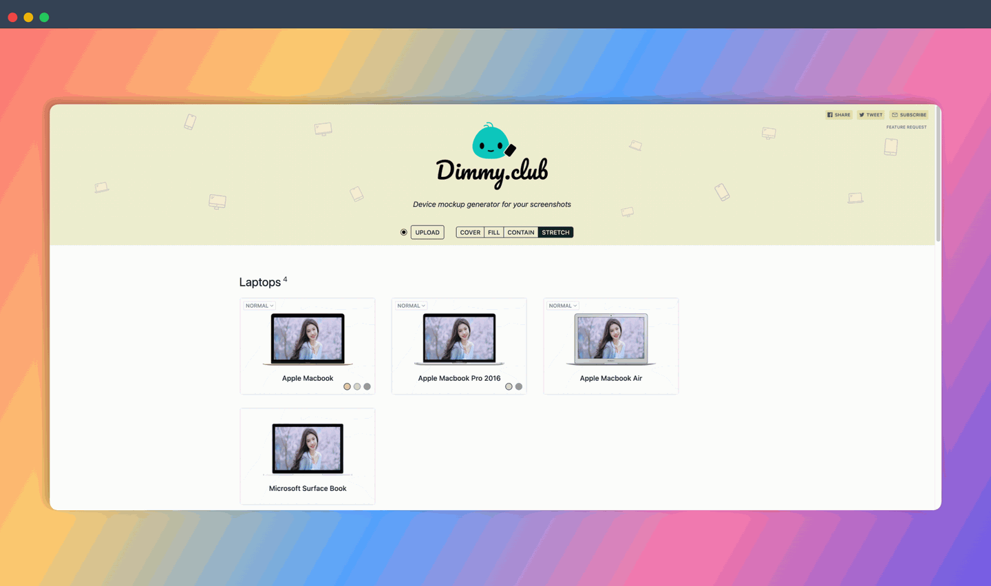 Dimmy.club:一键生成各种设备模型的截图,只需上传截图,选择设备模型,即可一键生成