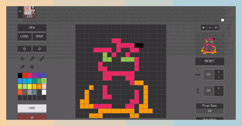 Pixel Art to CSS：快速将像素艺术作品转化为可用的 CSS 代码，支持实时预览和灵活自定义，实现个性化网页设计