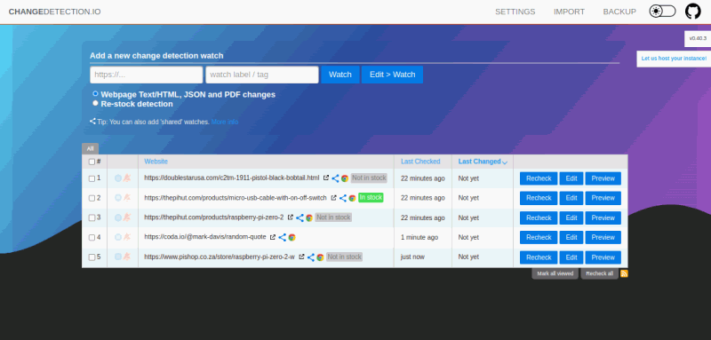 changedetection.io:一款免费的开源网页变更监测工具,可用于监测商品价格变动、网站内容更新、库存通知